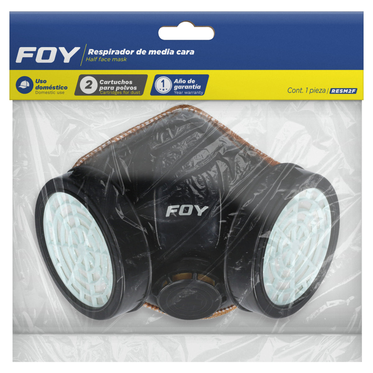 Mascarilla respirador media cara 2 filtros Foy