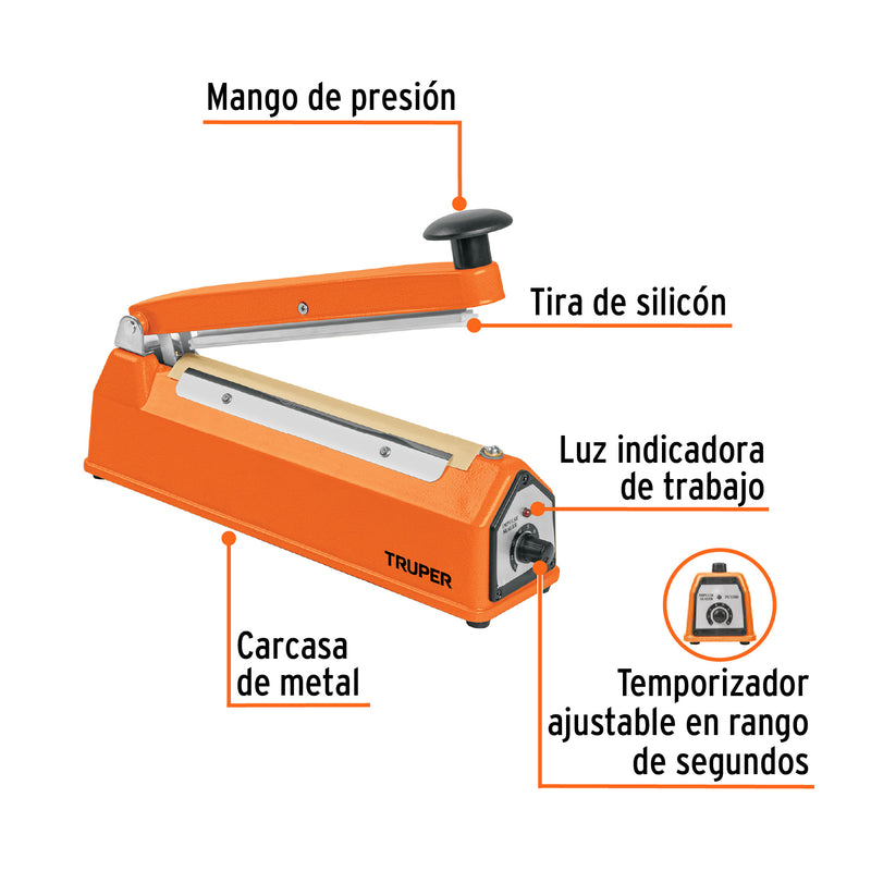Selladora Térmica Truper SETE-20 de 20 cm 300 W para Bolsas Plásticas - Carzamo.com