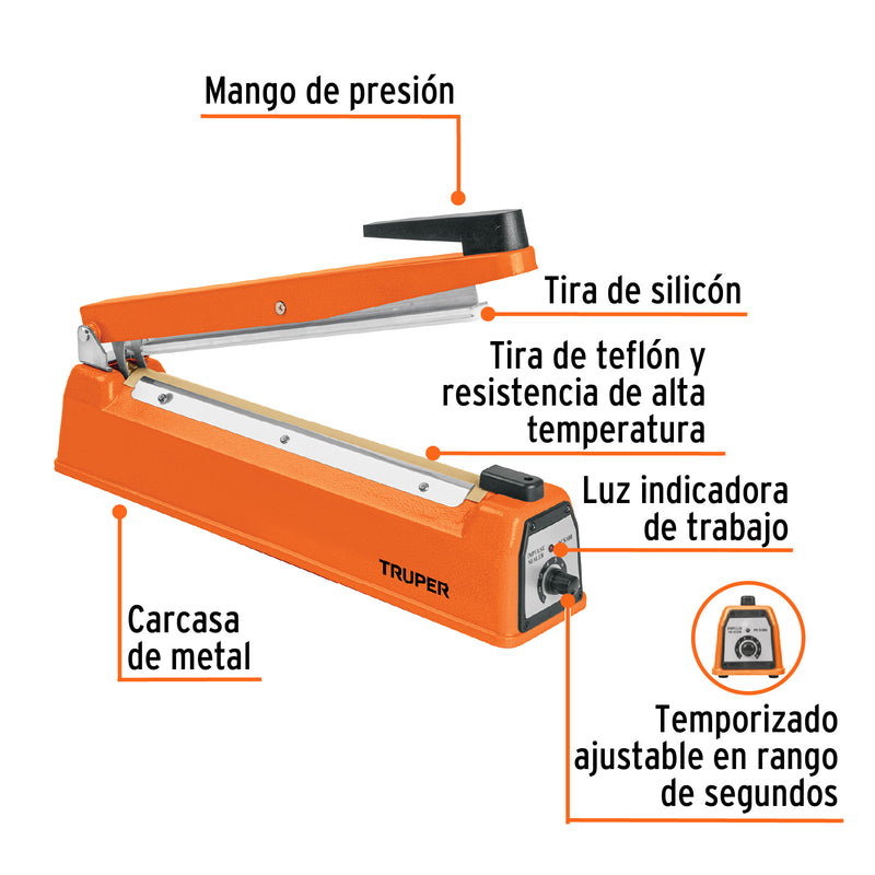 Selladora Térmica Truper SETE-30 de 30 cm 400 W para Bolsas de Plástico - Carzamo.com