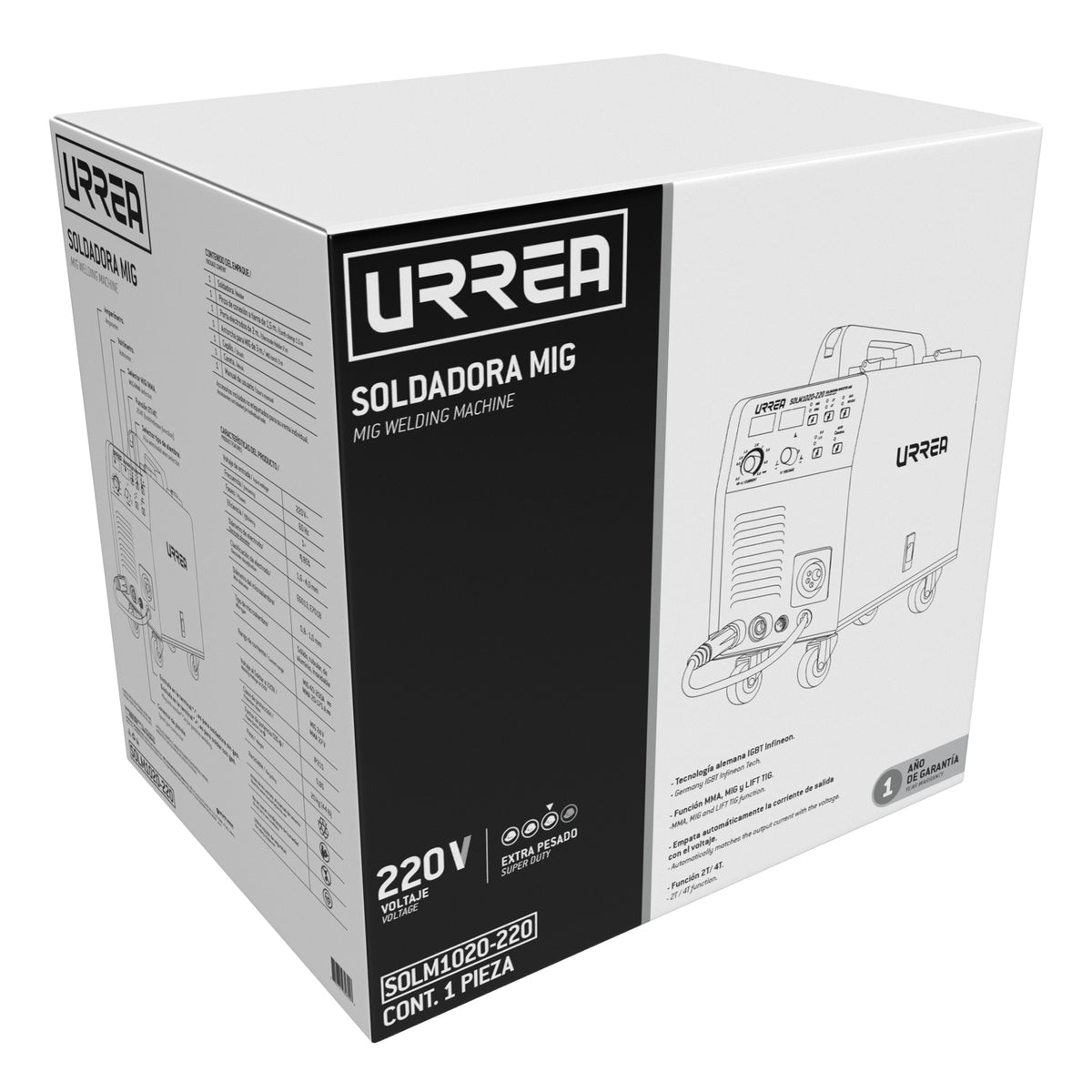 Soldadora inverter para uso con microalambre de 1 fase 220 V, 200 A Urrea