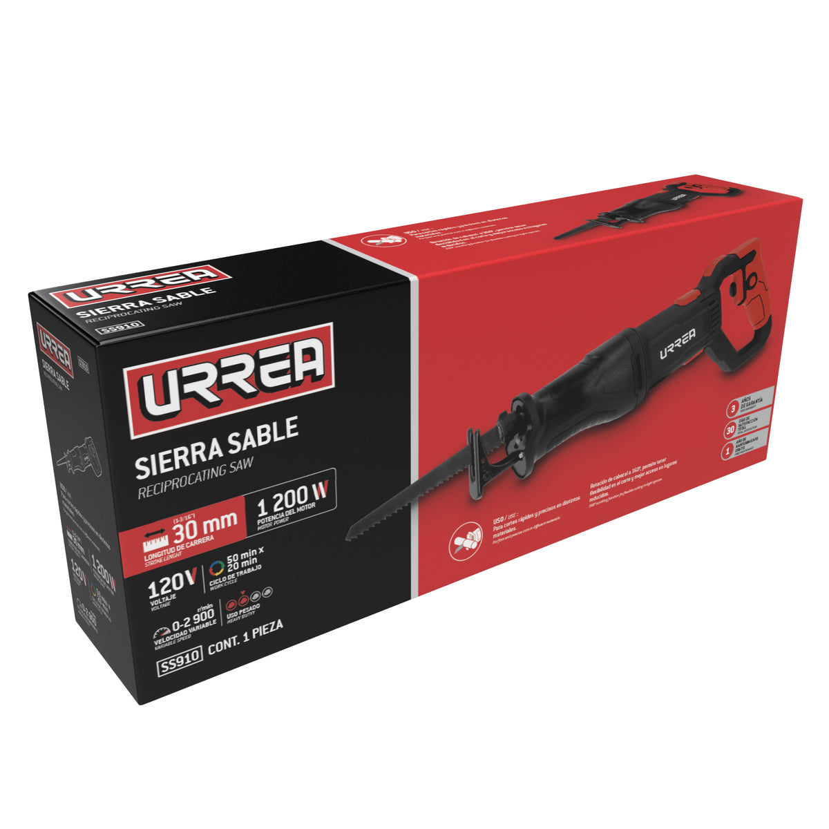 Sierra sable 10" 1,200 W 120 V, 0 - 2,900 RPM Urrea