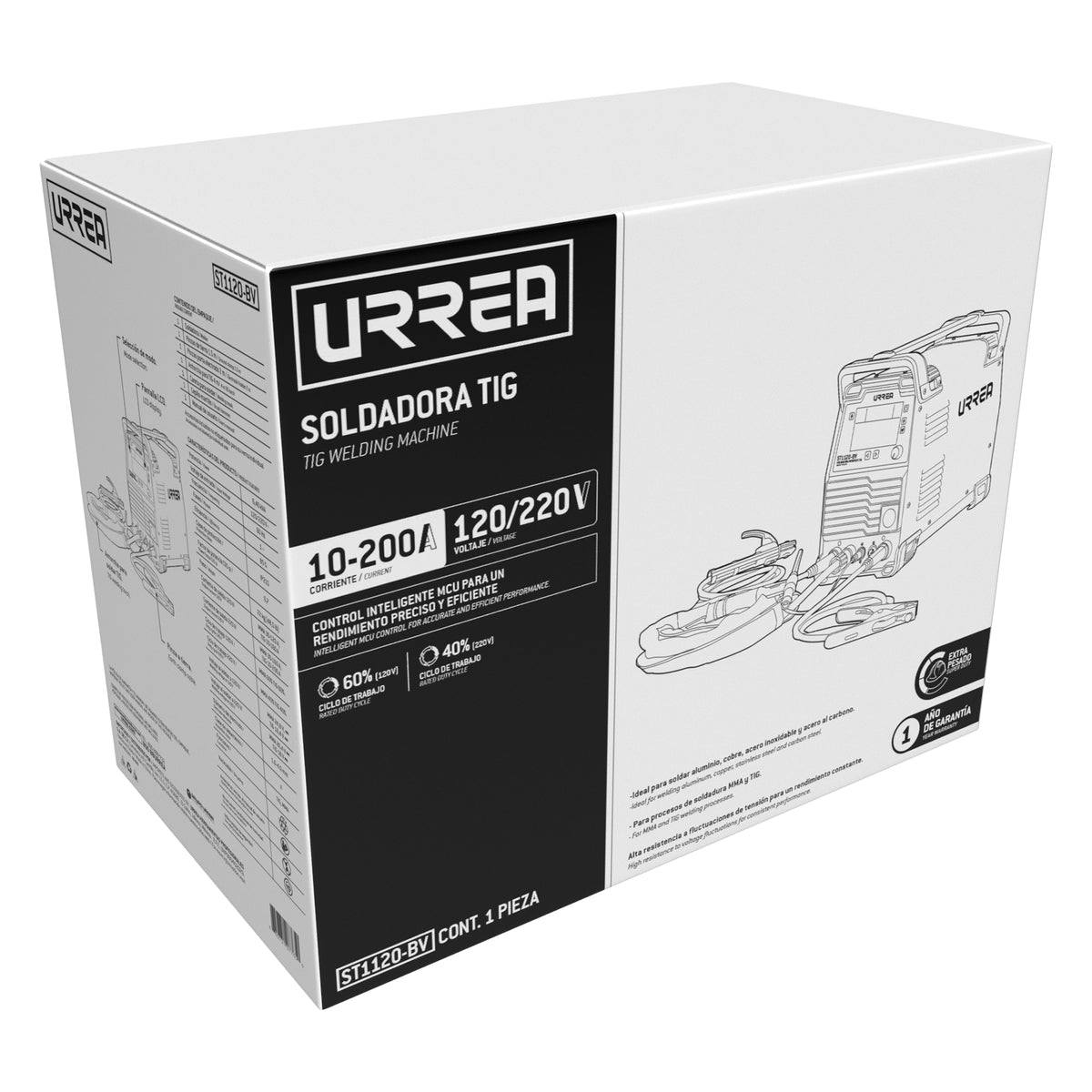 Soldadora inverter TIG de 1 fase 110 - 220 V, 200 A Urrea