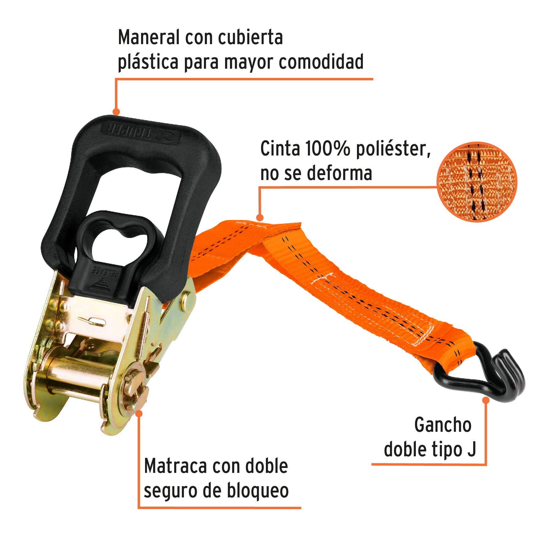 Juego de 2 sujetadores con matraca carga máxima 1000 kg SU-1000C