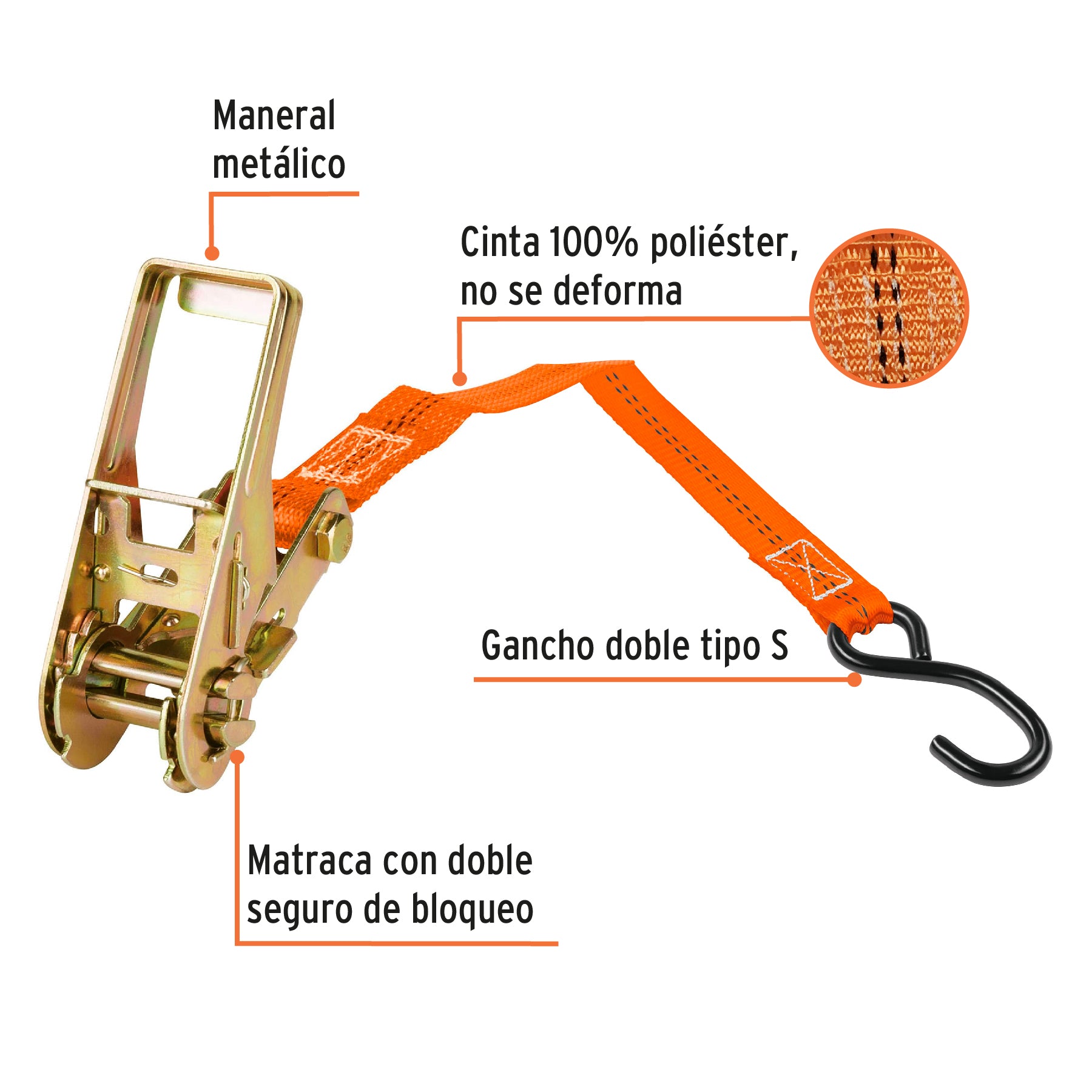 Juego de 2 sujetadores con matraca carga máxima 1125 kg SU-1125R