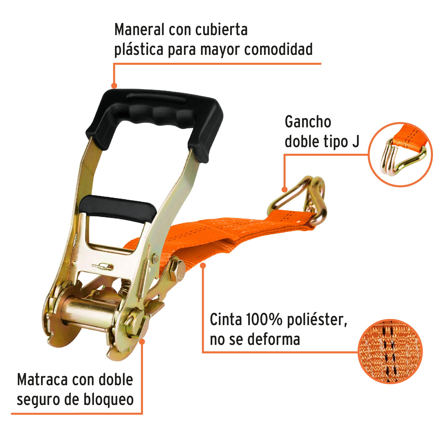 Sujetador con matraca carga máxima 5000 kg, TRUPER SU-5000C