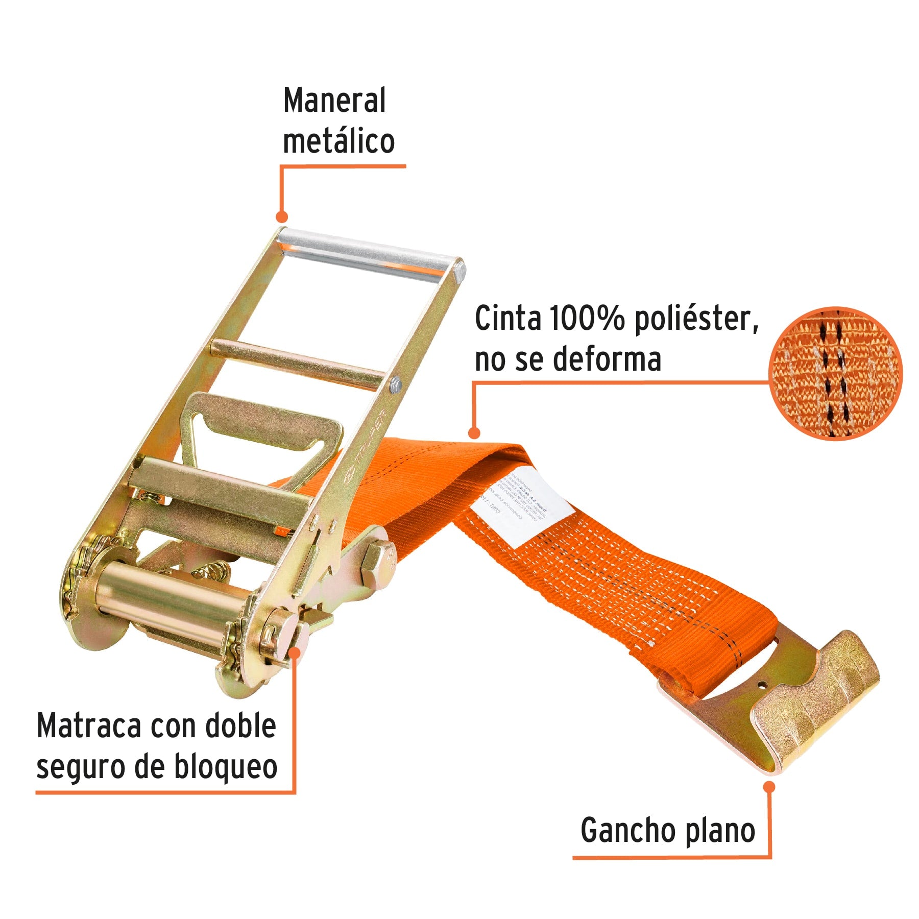 Sujetador con matraca carga máxima 6000 kg, TRUPER SU-6000