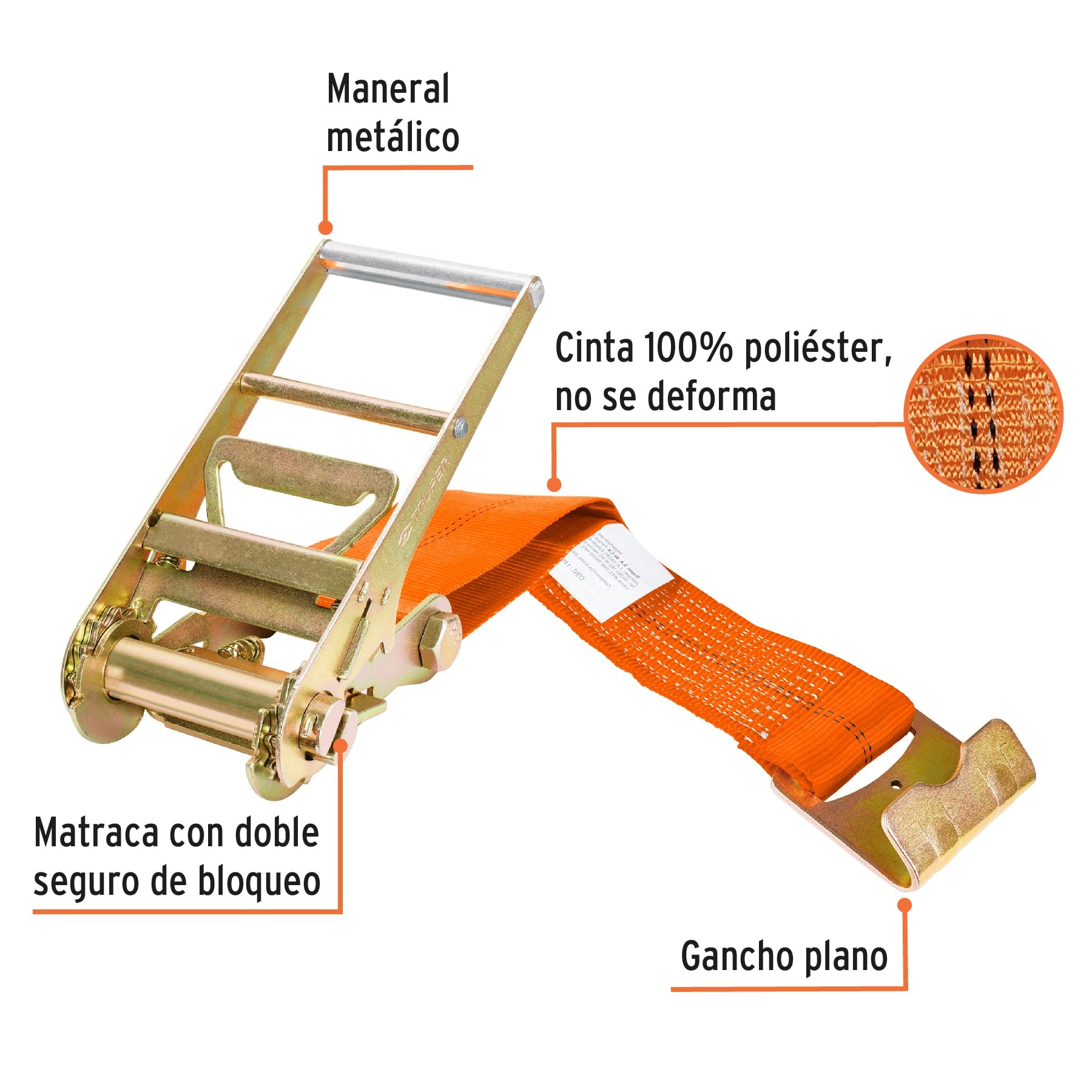Sujetador con matraca carga máxima 7500 kg, TRUPER SU-7500