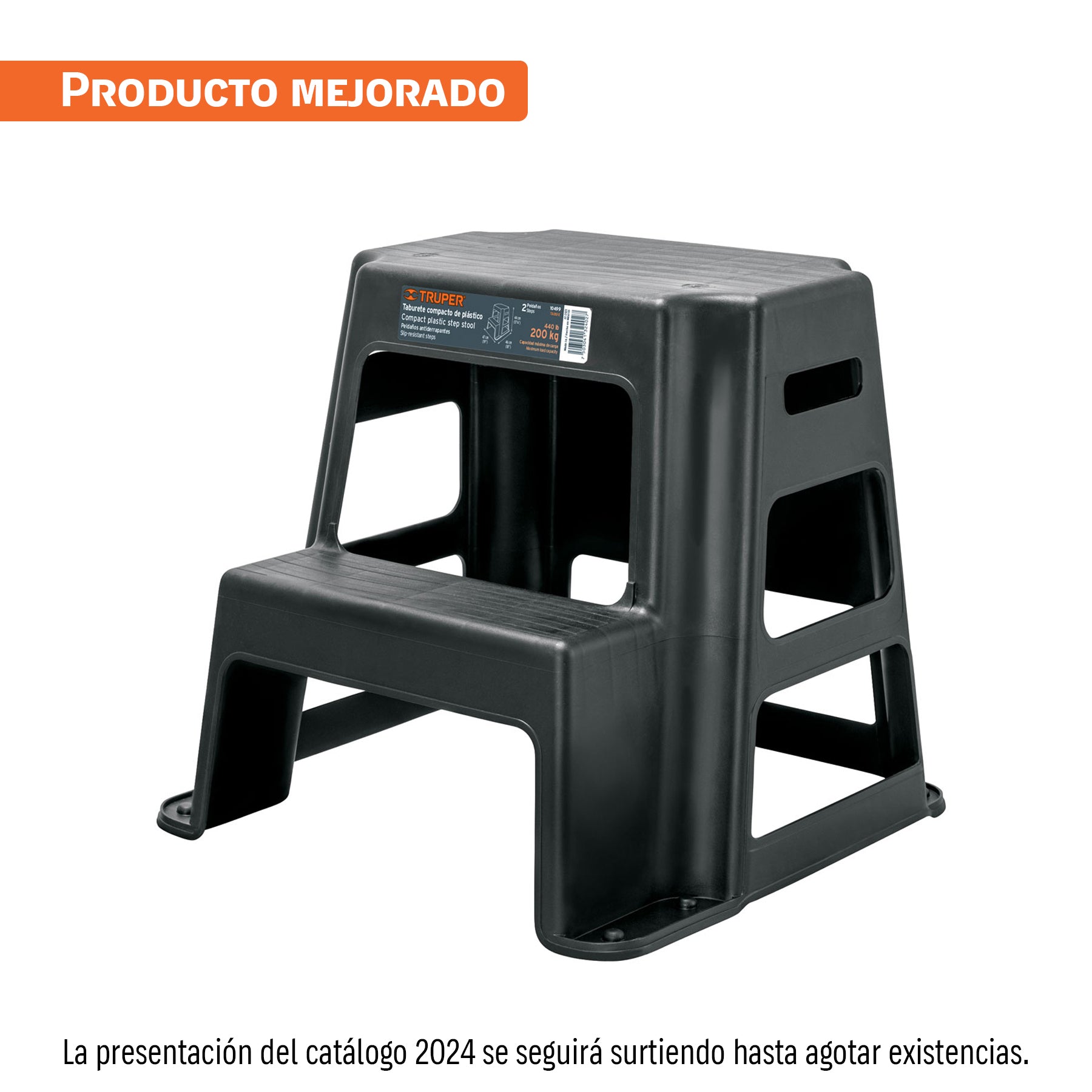 Truper TABU-2, Taburete de 2 escalones, Peldaños antiderrapantes