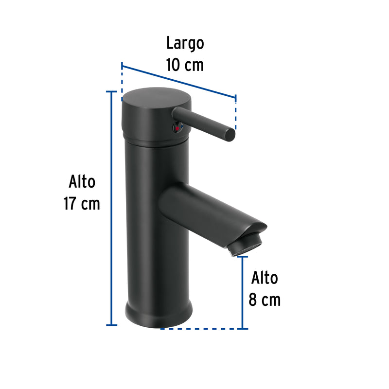 Monomando para Lavabo FOSET TÚBIG TBM-46M Corto Negro de Cuerpo Metálico - Carzamo.com