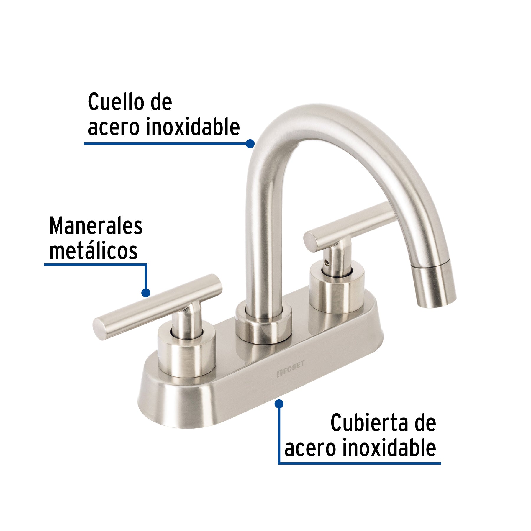 Mezcladora p/lavabo, bar, manerales palanca, satín, TÚBIG