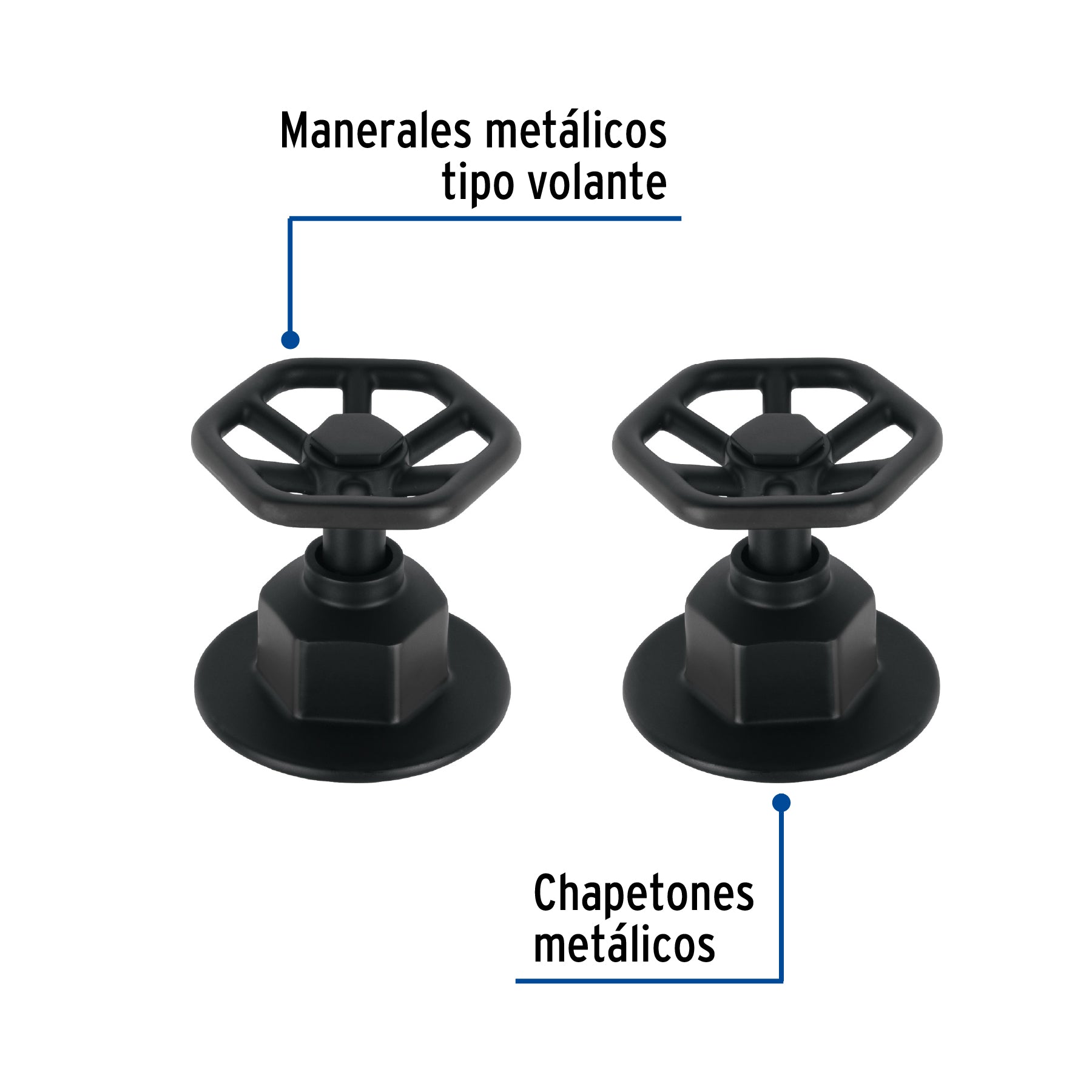 Juego de 2 manerales para regadera, volante, negro, TÚBIG