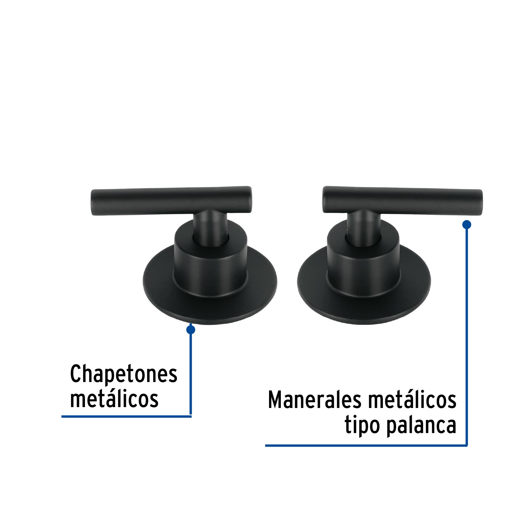 Juego de 2 manerales para regadera, palanca, negro, Foset TÚBIG