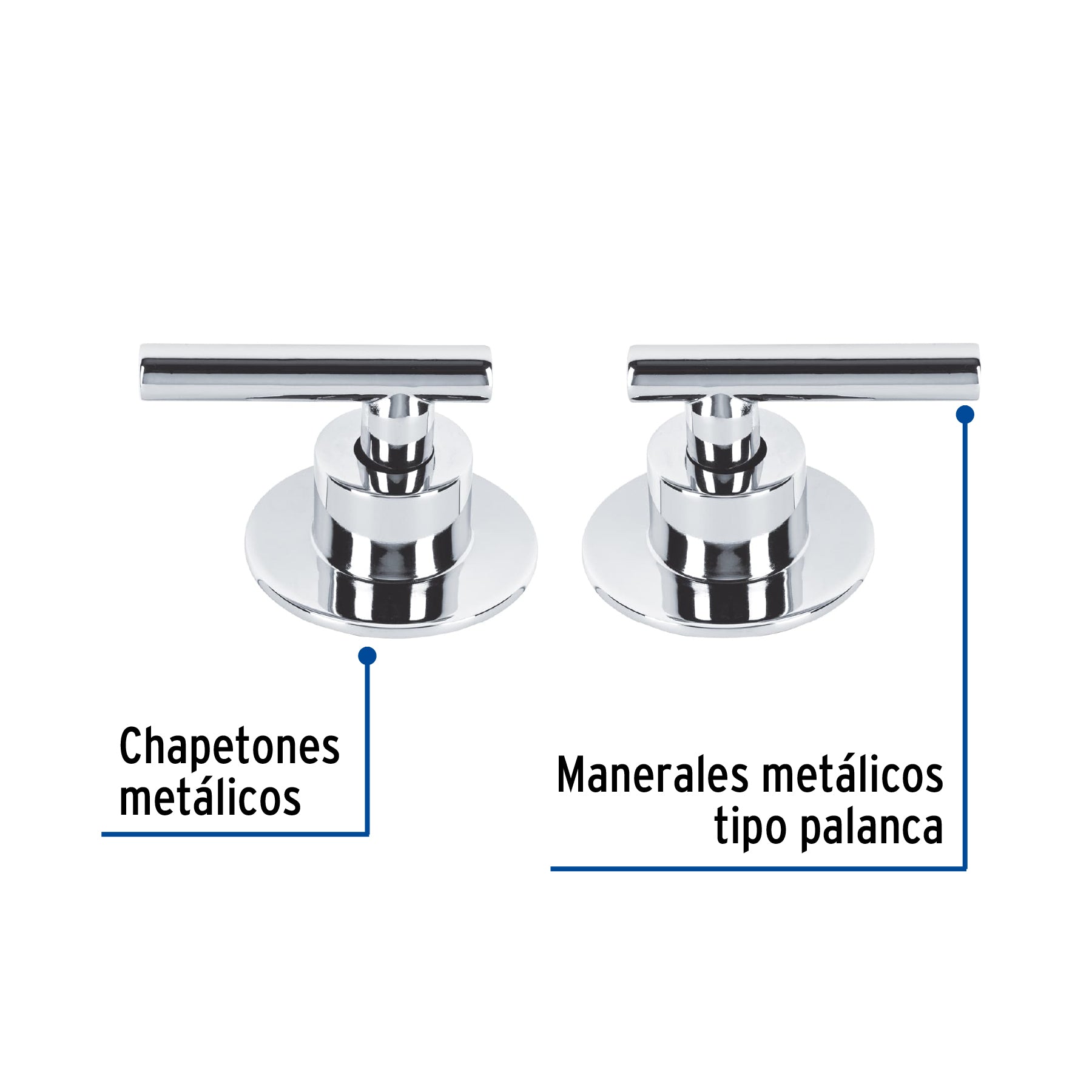 Juego de 2 manerales para regadera, palanca, cromo, TÚBIG