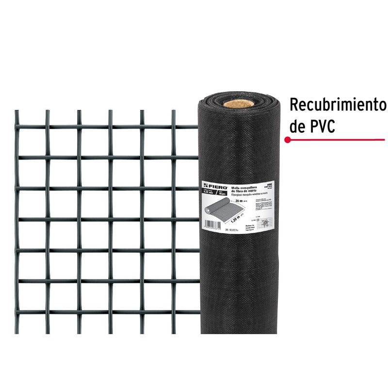 Rollo Malla Mosquitera Negra 30 m x 1.2 m de Fibra de Vidrio TEMO-12FN - Carzamo.com
