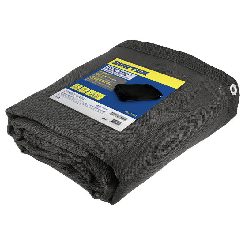 Toldo de malla sombra color negro 5 m x 3.60 m Surtek