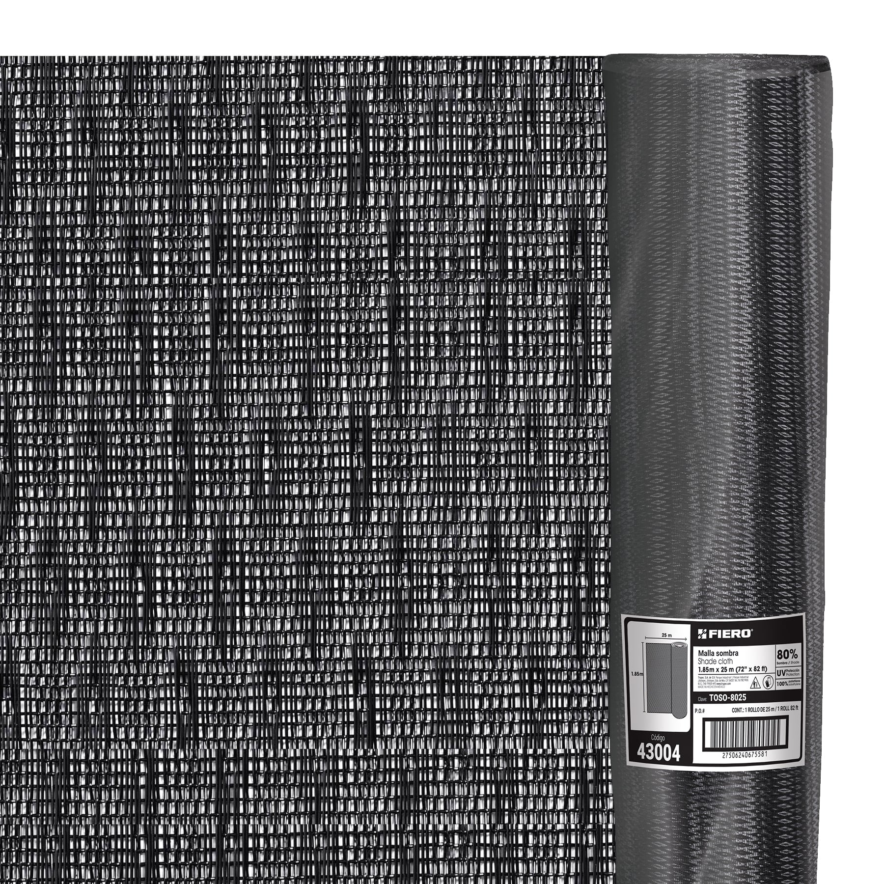 Fiero TOSO-8025, Rollo de toldo sombra 80% de 25 m x 1.85 m