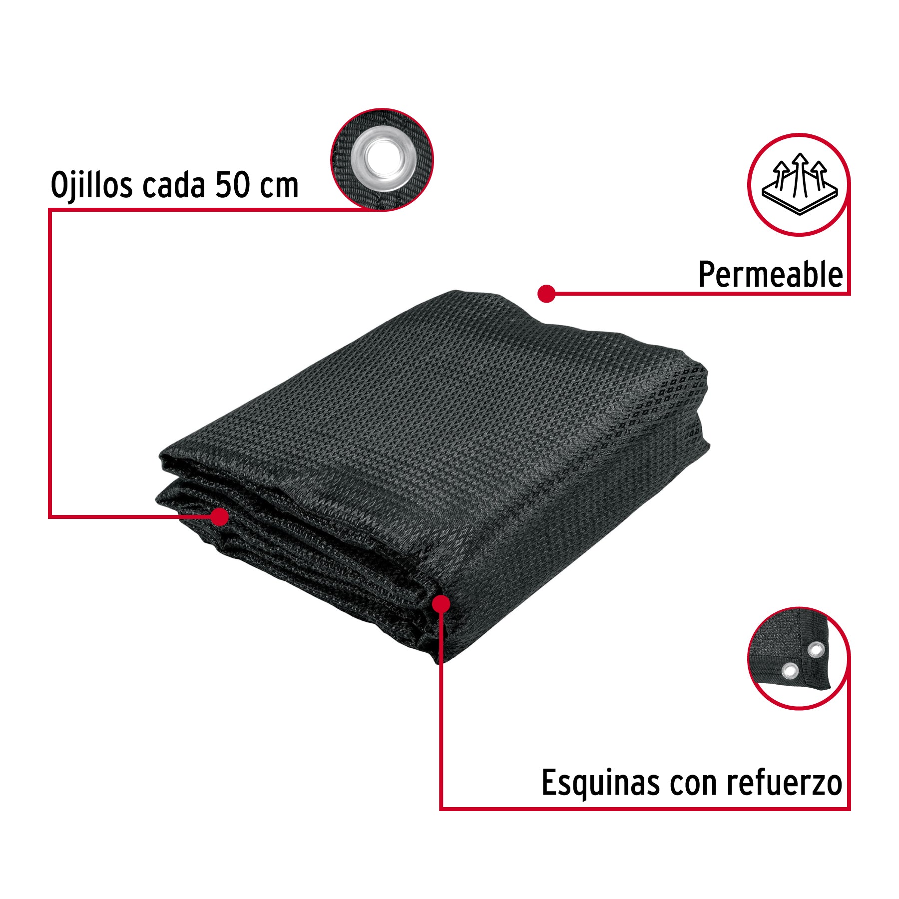 Toldo sombra negro FIERO TOSO-805 80% Monofilamento 5 x 3.6 m para protección solar en exteriores