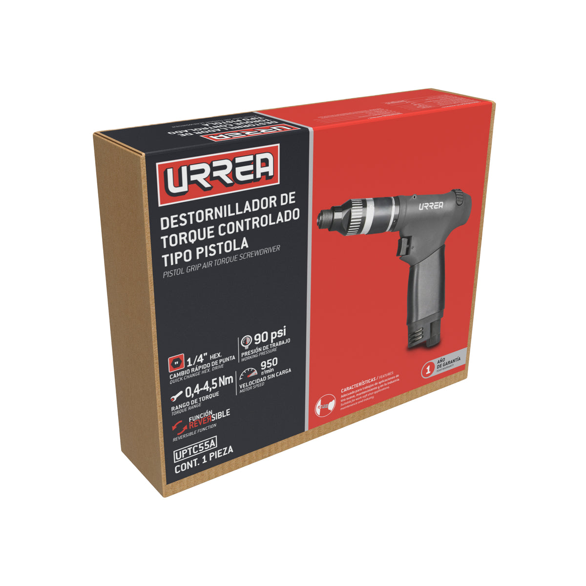 Destornillador neumático de torque controlado tipo pistola 950RPM Urrea