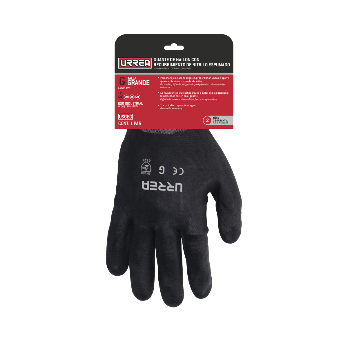 Guantes de nailon con recubrimiento de nitrilo espumoso CH Urrea