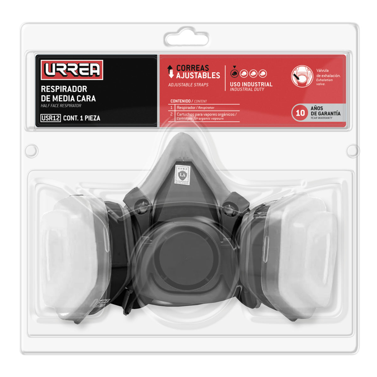 Mascarilla respirador media cara 2 filtros Urrea