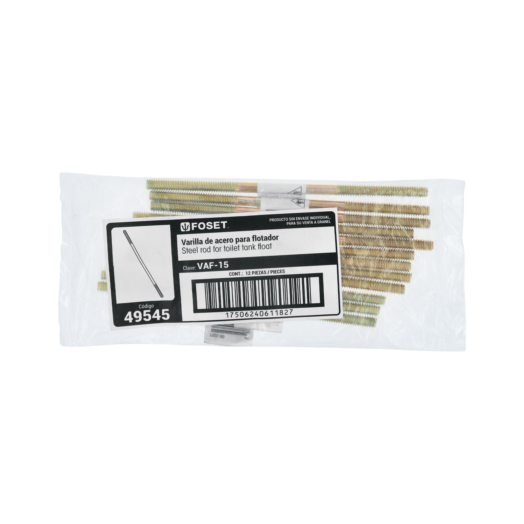 [12 Piezas] Varilla de acero de 15 cm para flotador, FOSET VAF-15