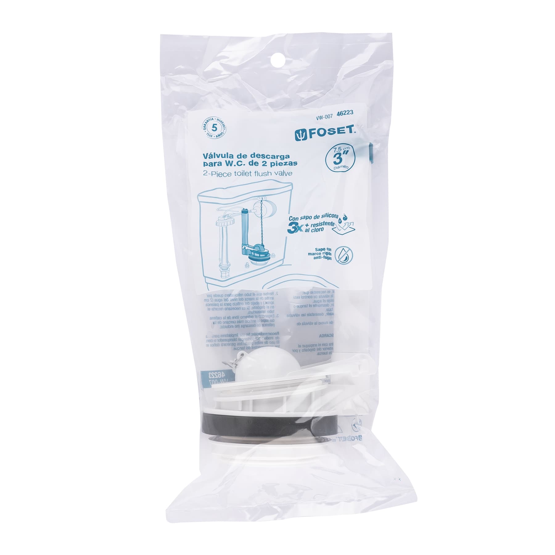 Válvula de descarga de plástico para tanque bajo 3' Foset