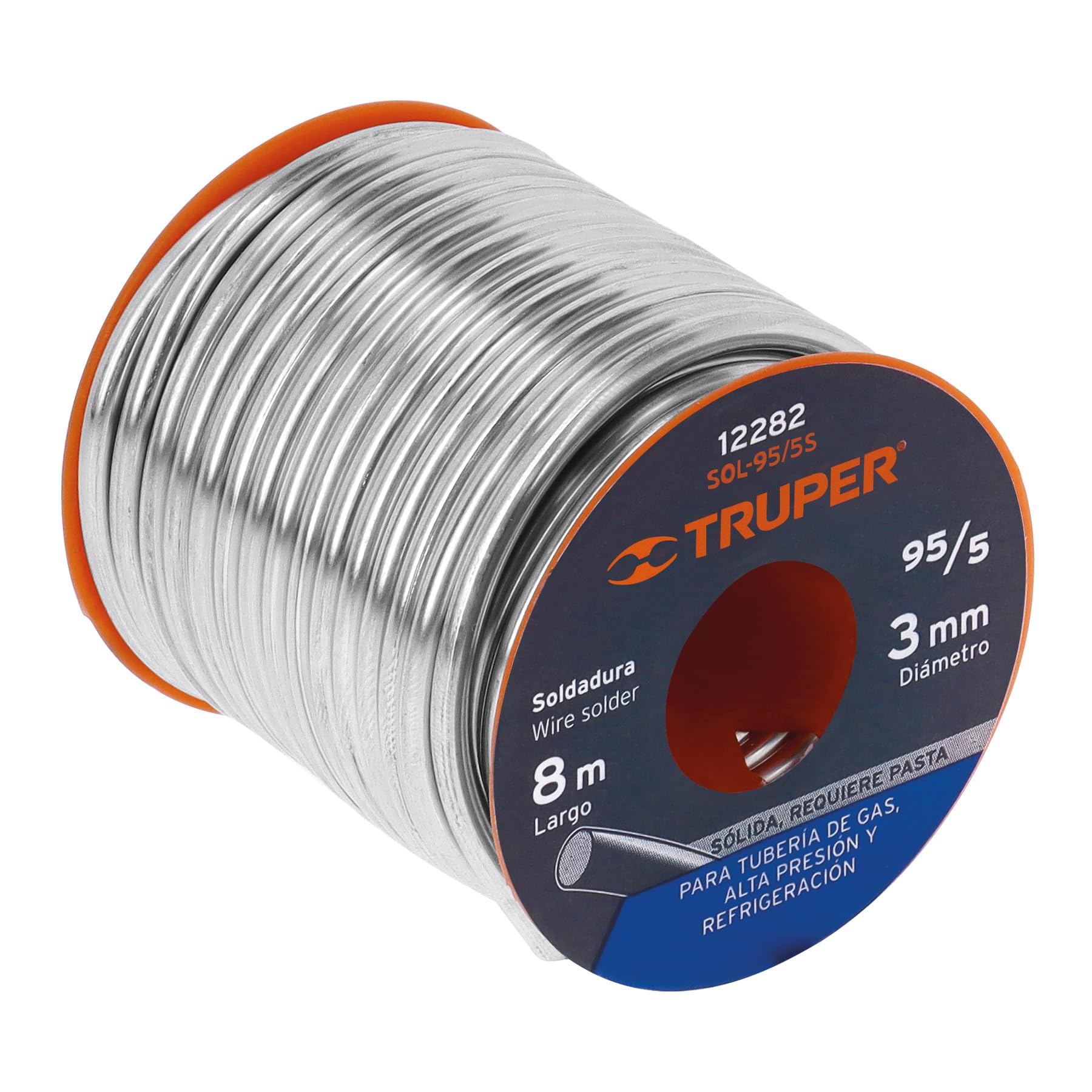 Truper SOL-95/5S, Soldadura sólida 95/5 para tubería de gas 450 g