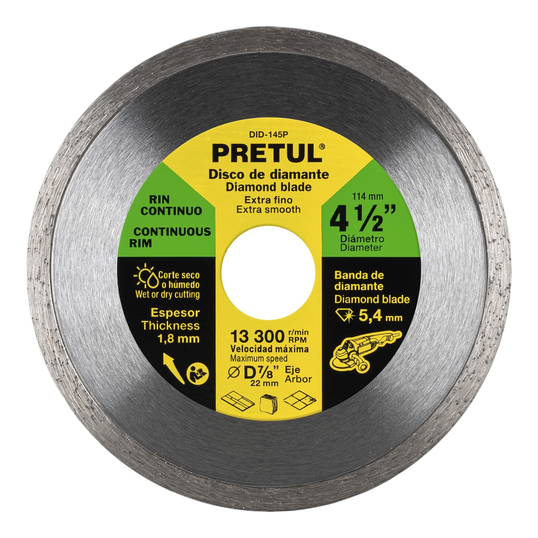 Pretul DID-145P Disco de diamante, rin continuo, diámetro 4-1/2″, Pretul, color, pack of/paquete de 1