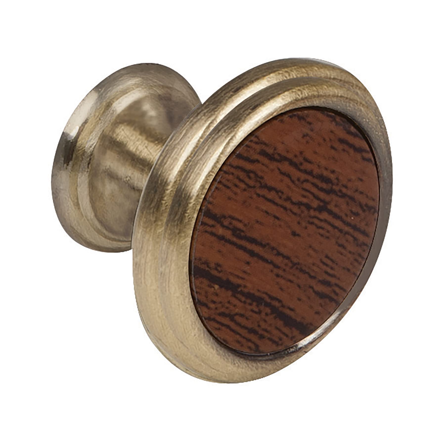 Hermex PER-063, Perilla de latón antiguo, con inserto tipo madera