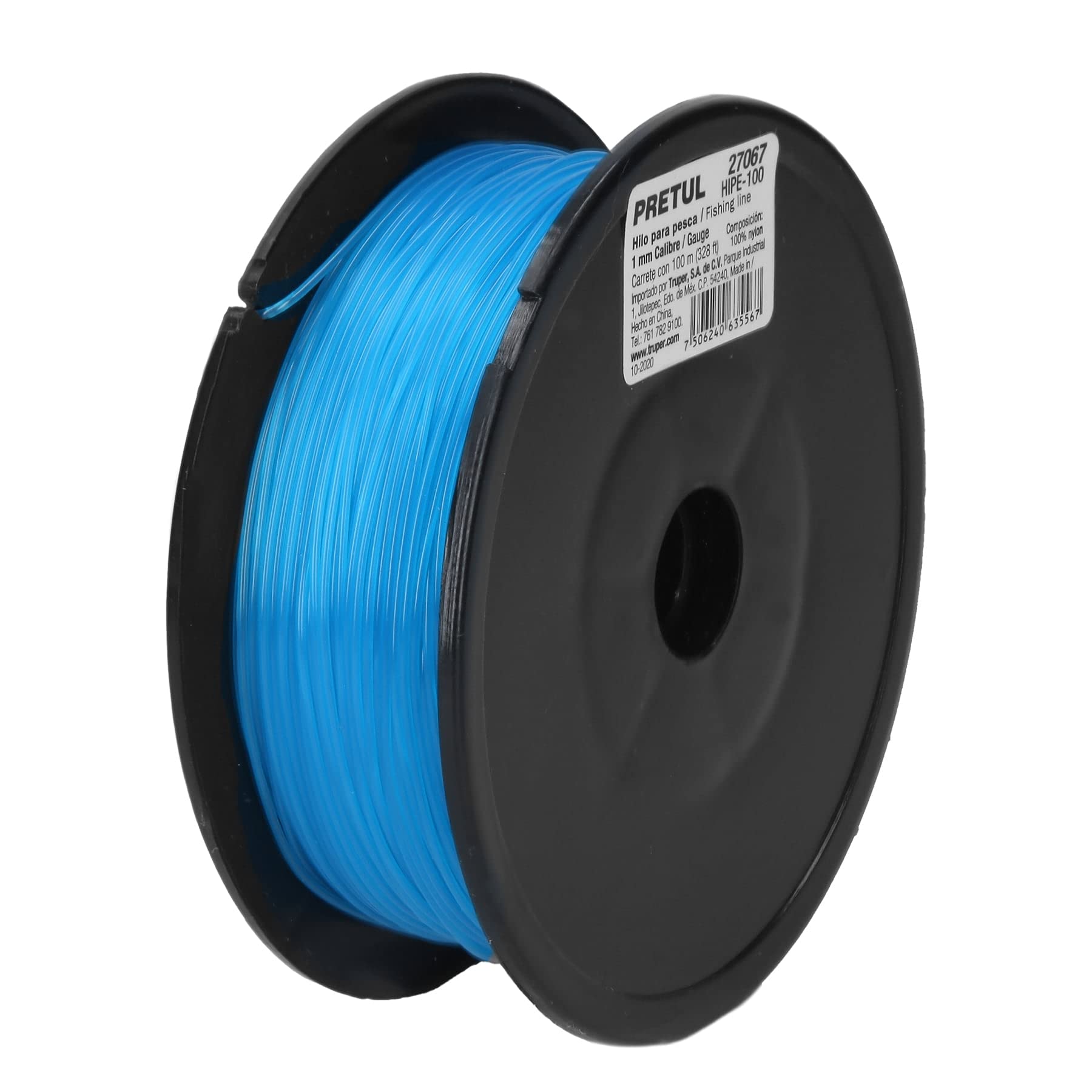 Pretul HIPE-100, Carrete con 100 m de hilo para pesca calibre 1.00 mm azul