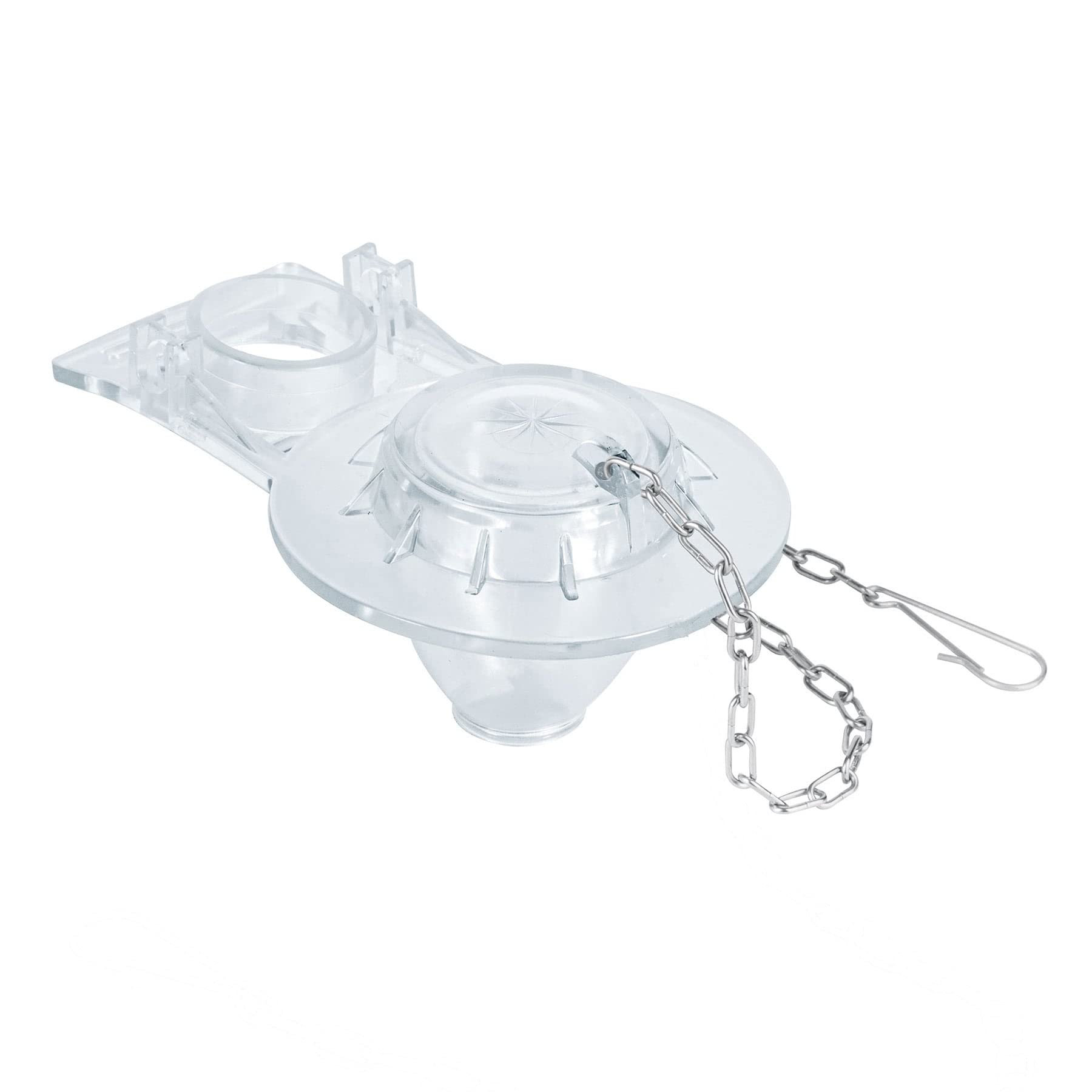 Foset SA-008, Sapo para WC de 2″ PVC transparente con cadena inoxidable