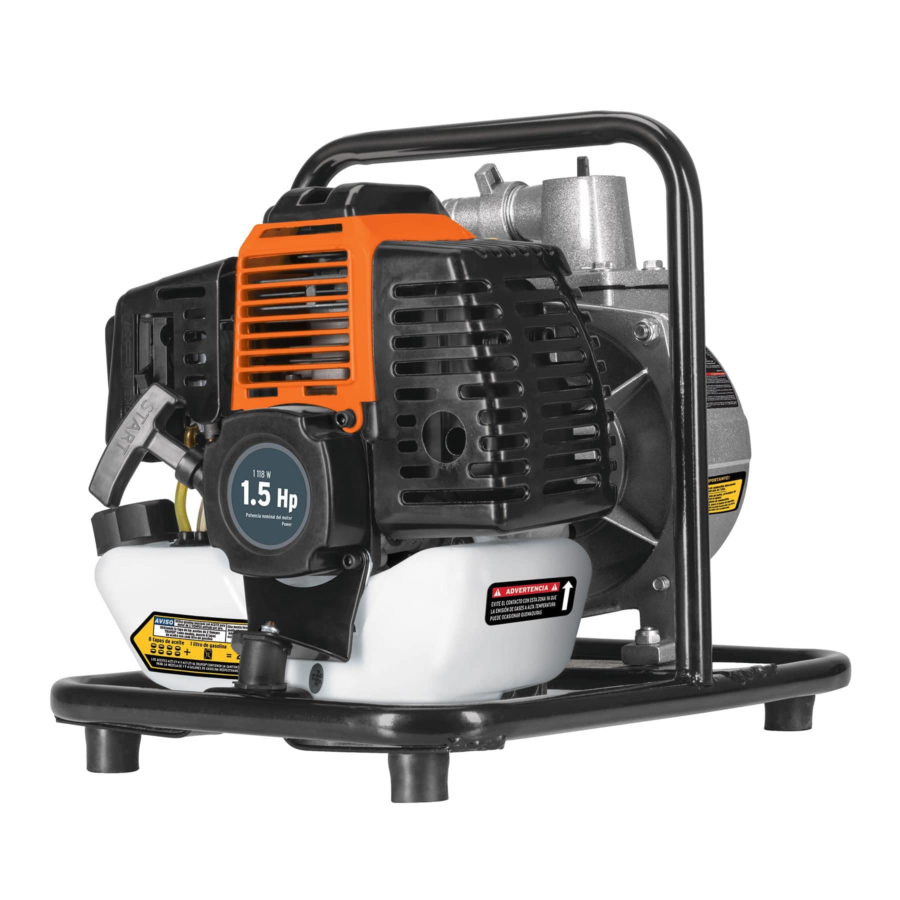 Truper MOTB-1 Motobomba autocebante 1″ x 1″ a gasolina 1-1/2 HP, 2 tiempos uso agrícola