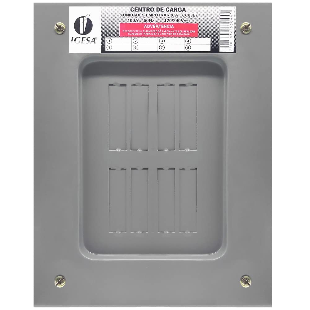 Centro de Carga Empotrable 8 polos Igesa 100 A, 60 Hz, 240/120v Modelo CC06E