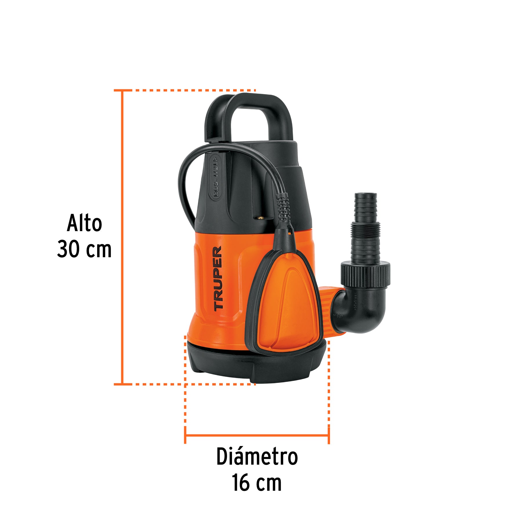 Truper BOS-1/2LP, Bomba sumergible plástica para agua limpia 1/2 HP - Carzamo.com