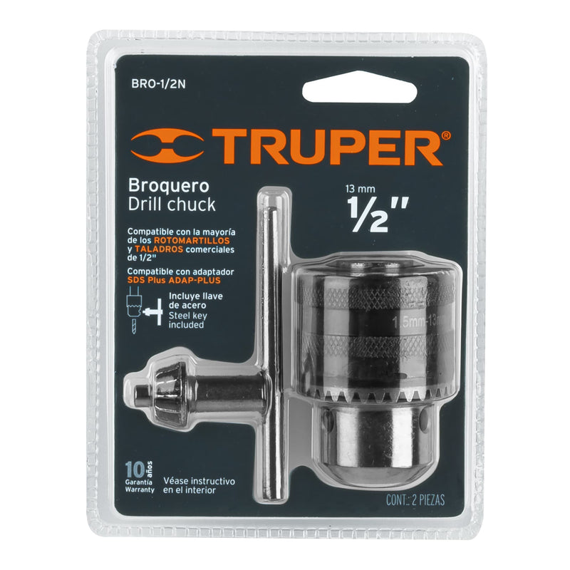 Truper BRO-1/2N, Broquero de 1/2″, 20 UNF, con llave - Carzamo.com