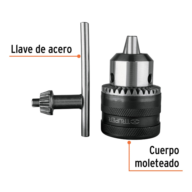 Truper BRO-1/2N, Broquero de 1/2″, 20 UNF, con llave - Carzamo.com