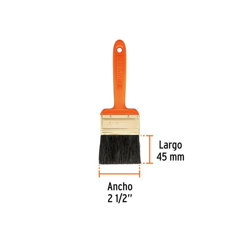 Truper BRT-2-1/2, Brocha profesionales, mango plástico 2 1/2″ - Carzamo.com