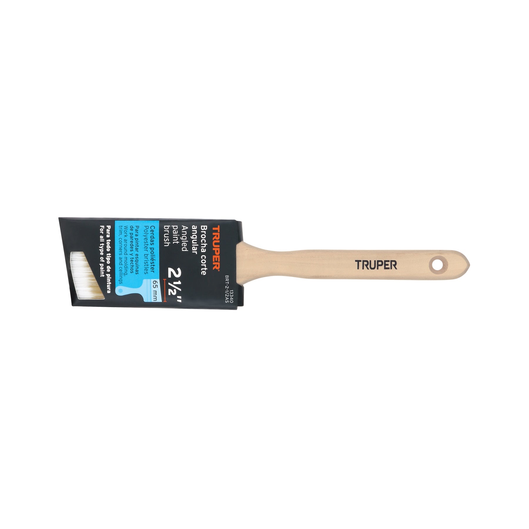 TRUPER Brocha cerdas sintéticas, mango madera,corte angular, 2-1/2' Truper - Carzamo.com