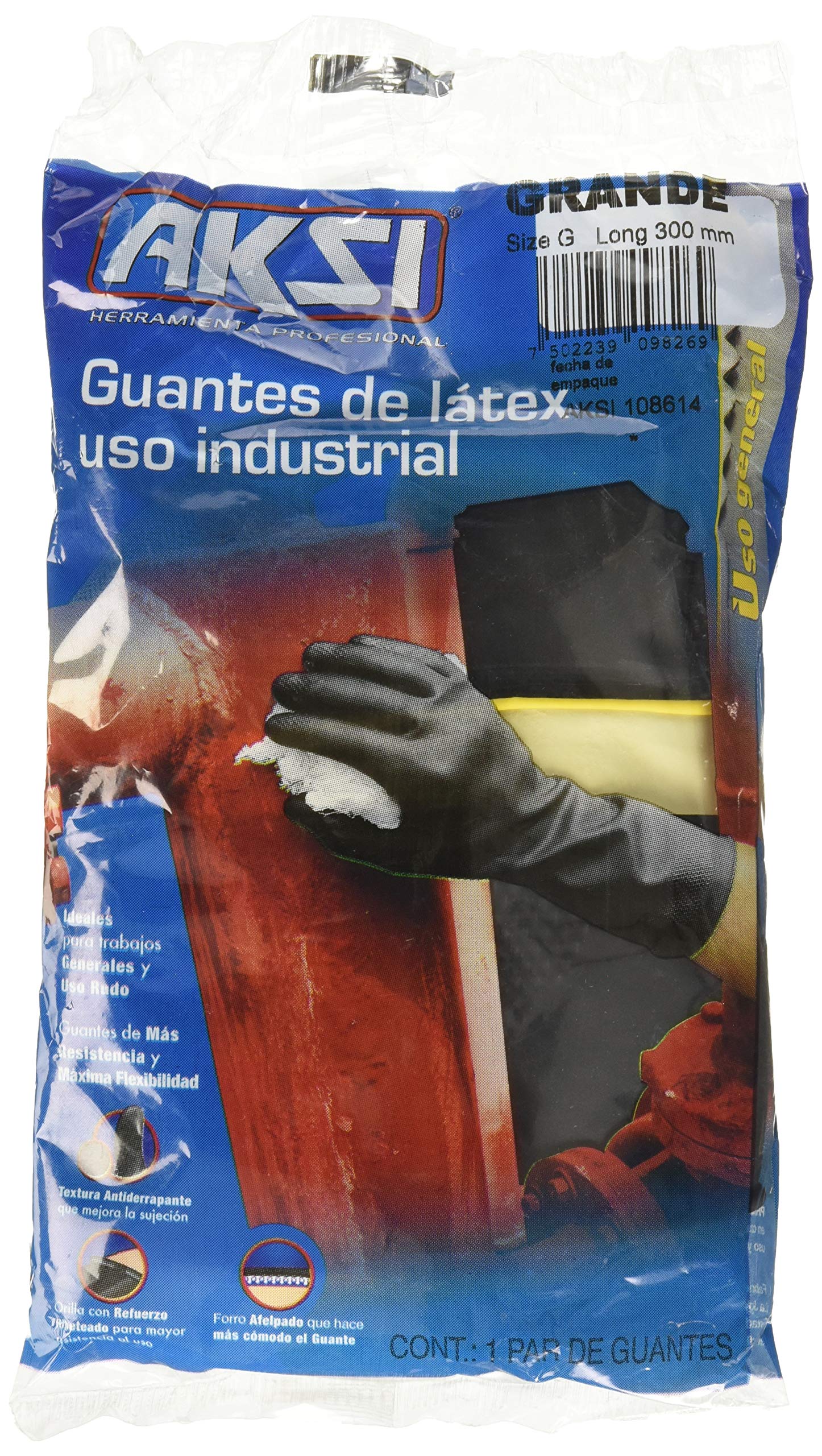Aksi 108614 Guantes de Látex Uso Industrial, Grande