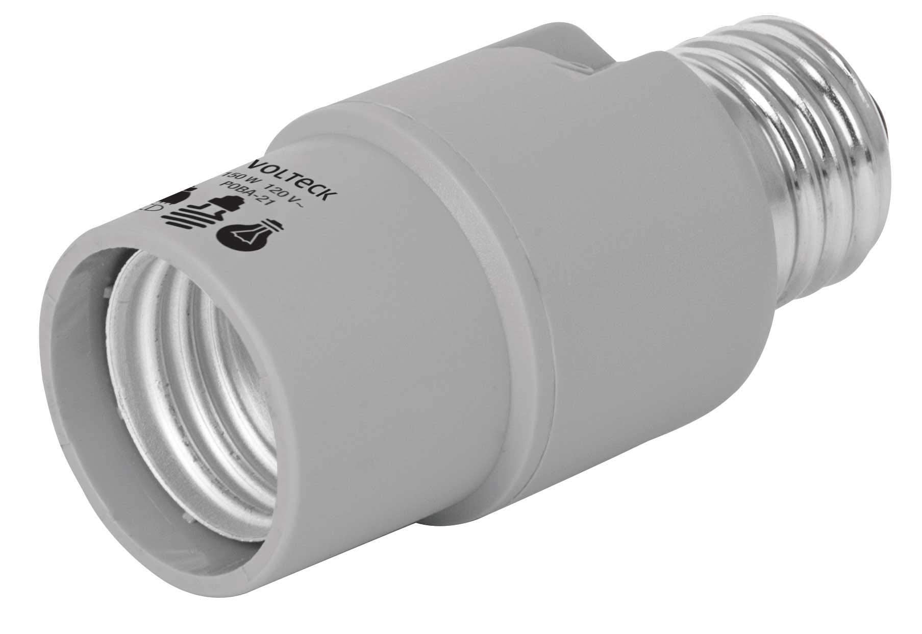 Volteck POBA-21, Portalámpara de policarbonato, con sensor de luz, 360°