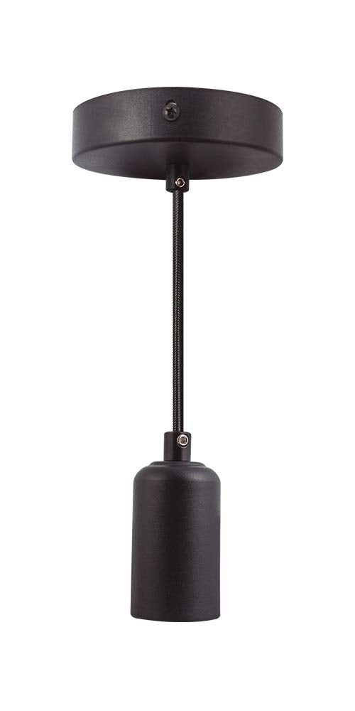 LUMINARIO AKSI Linea BASIC, Lámpara colgante color NEGRO Mate elegante y de alta calidad con base E27. Incluye kit de instalación y cable ajustable de 1 m.