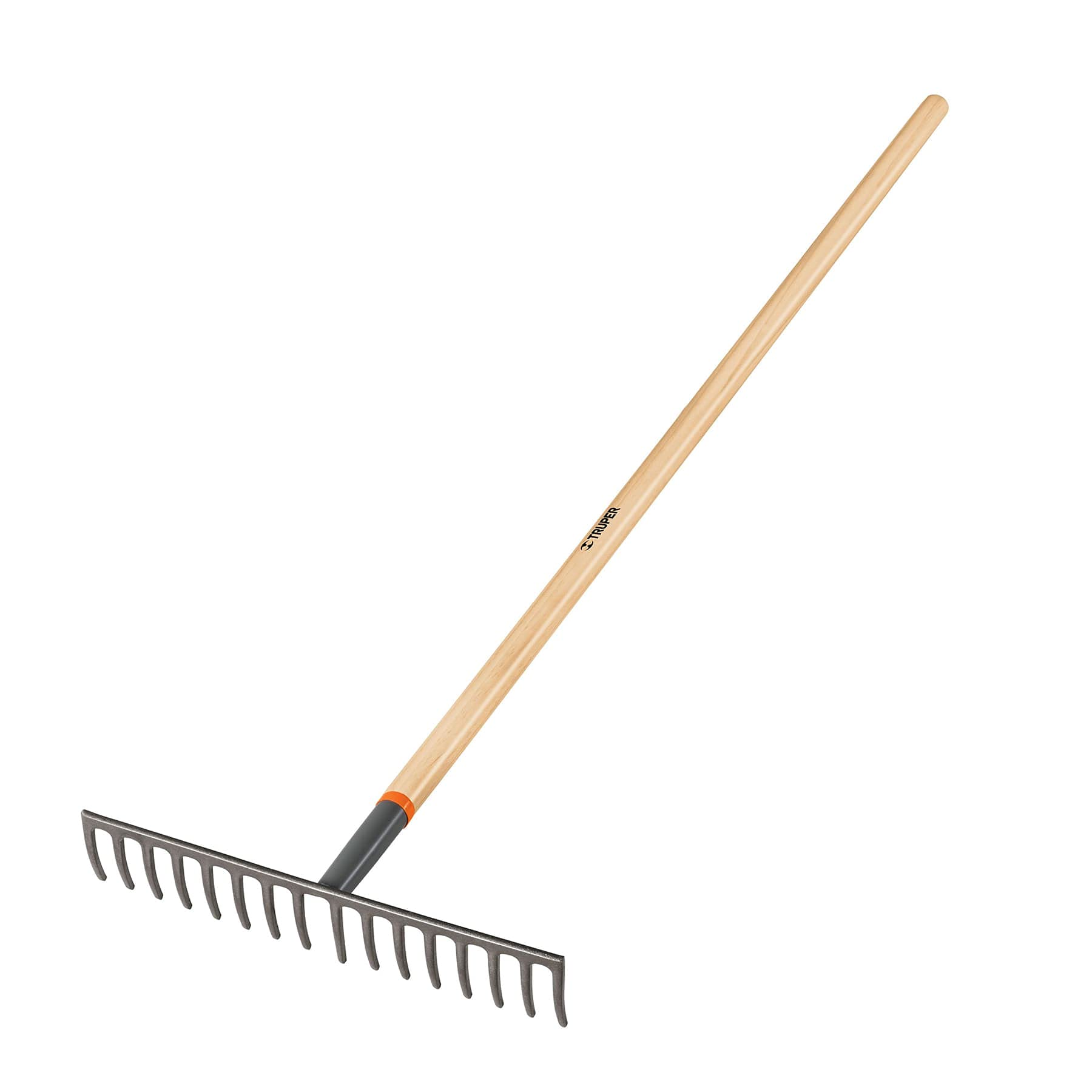 Truper R-16M, Rastrillo recto, 16 dientes, mango 60″