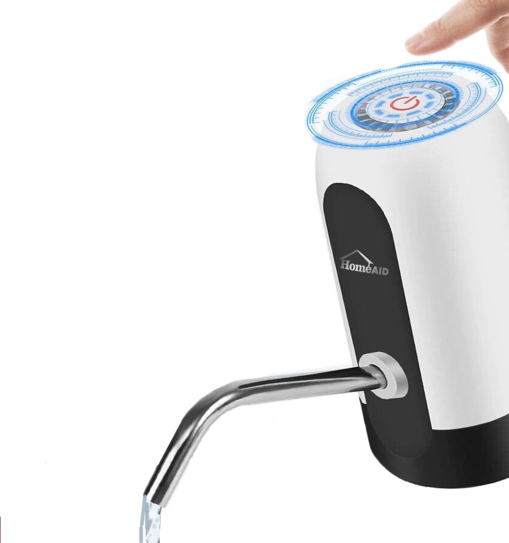 Homeaid Dispensador de Agua Automático Botella Recargable Agua Potable Bomba de Agua Eléctrica Inalámbrica Bombeo Rápido Dispensador de la Bomba de Agua para Garrafón 012 (Blanco)