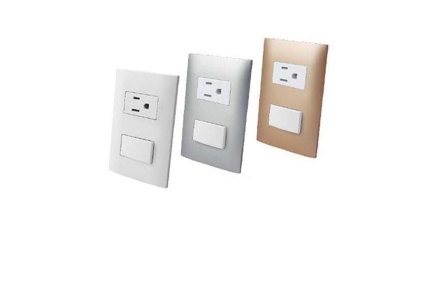 Contacto aterrizado y apagador sencillo de tecla con placa plástica - Blanco - Linea ALTIMUS AKSI 124821