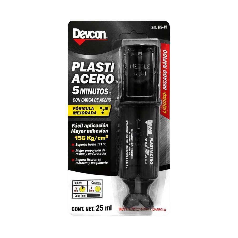 Devcon R5-45 Plastiacero Líquido 5 minutos en jeringa, 25 ml - Carzamo.com