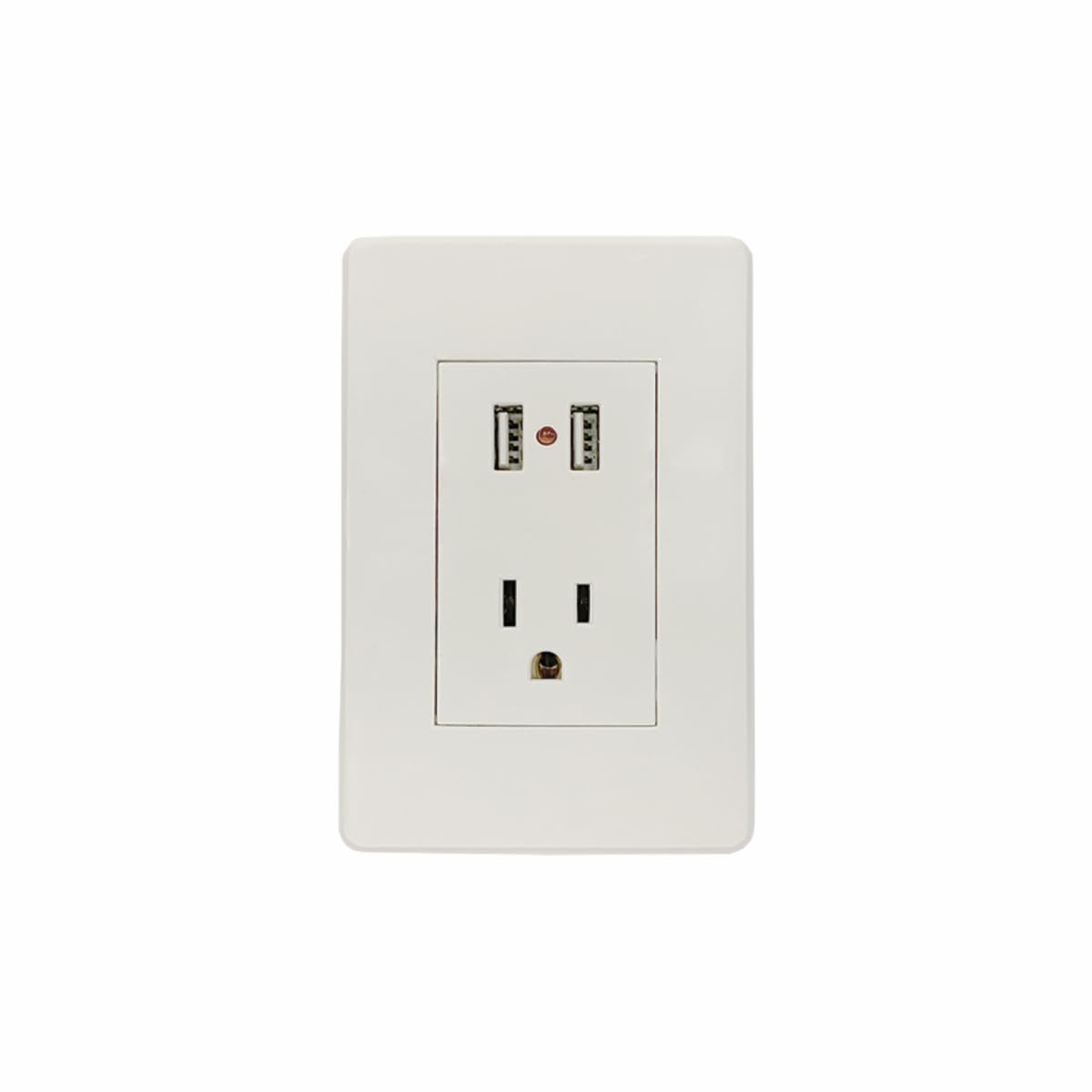Contacto aterrizado con dos puertos USB con placa plástica - Blanco - Linea ALTIMUS AKSI 124826