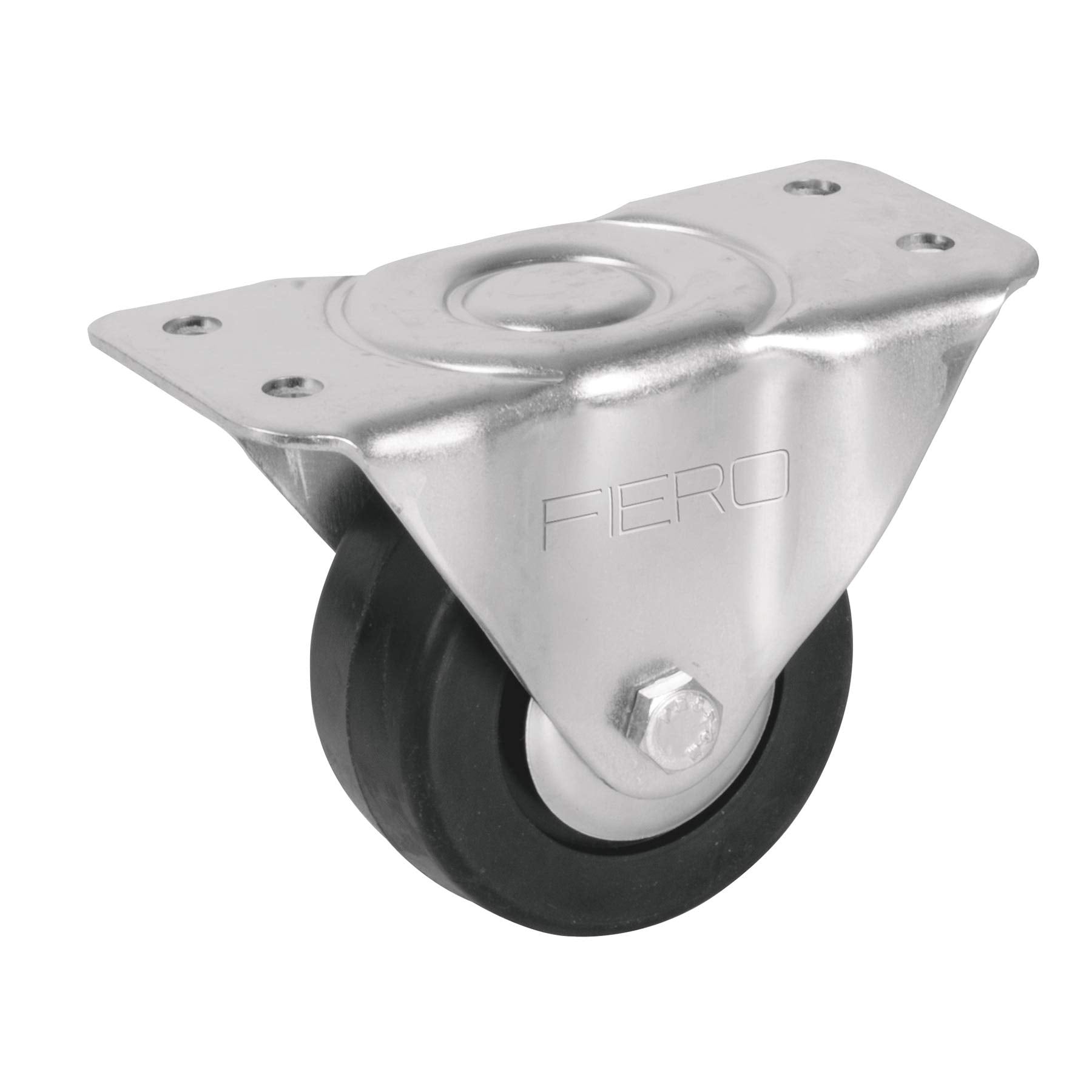 Fiero RO-114, Rodaja hule 3″ placa fija con balero capacidad de carga 110 kg