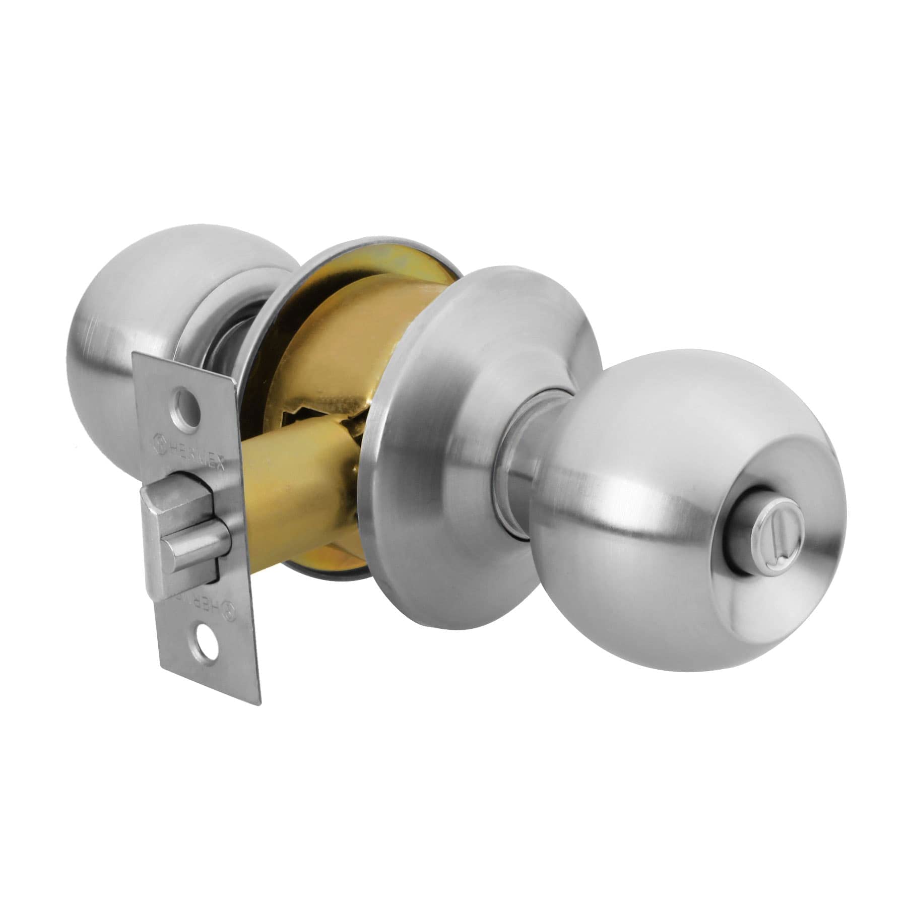 Hermex Basic BAL-CM-RP, Cerradura de pomo tipo esfera para recámara, mecanismo cilíndrico, cromo mate - Carzamo.com