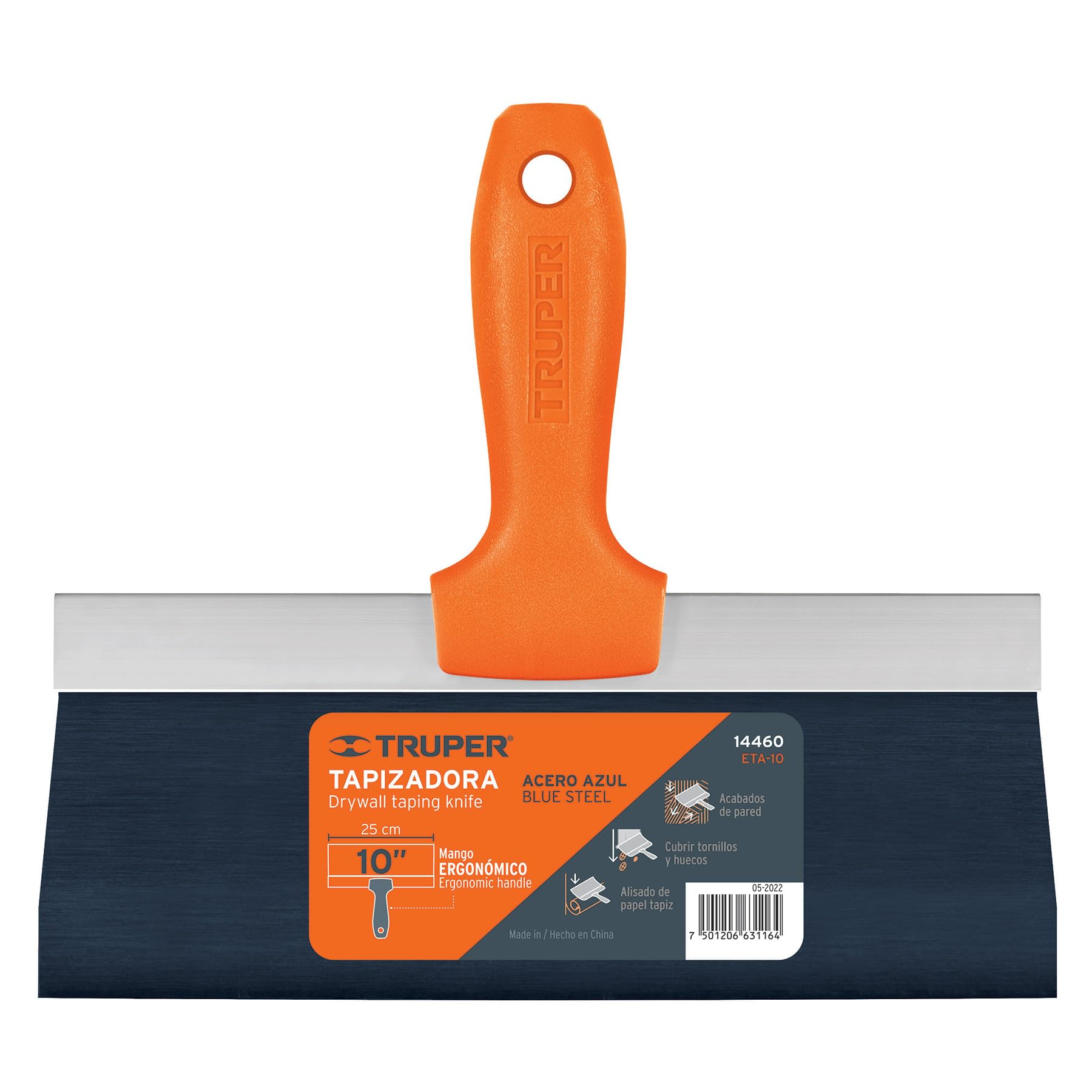 Truper ETA-10, Espátula tapizadora, hoja flexible fabricada en acero al alto carbono, 10″