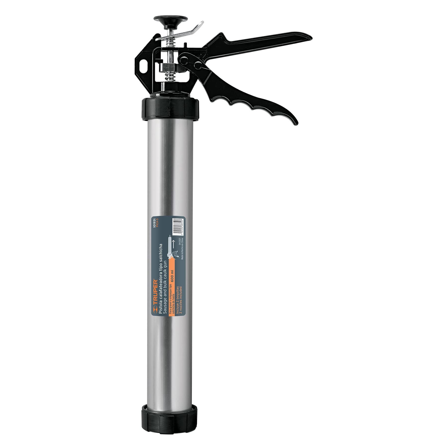 Truper PICA-S Pistola calafateadora para salchicha de 600 ml, cuerpo tipo barril, maneral de aluminio